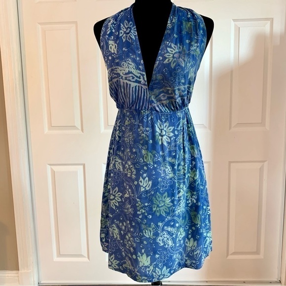 Phylipa Dresses & Skirts - Phylipa Handmade Blue Floral Batik Halter Top Dress